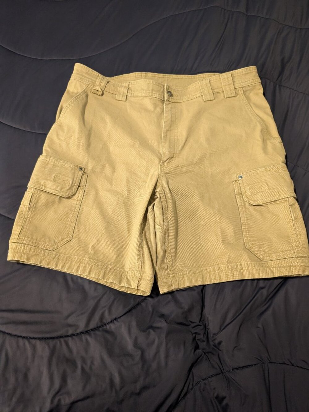 Duluth Trading Flex Fire Hose Shorts Mens 40 Khaki 9" Inseam Cargo Utility